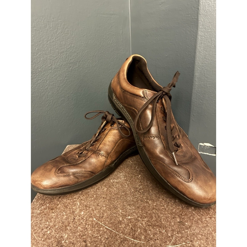 Men's ECCO Byway Brown Patina Leather Casual Sneakers Oxford Shoes Size 10